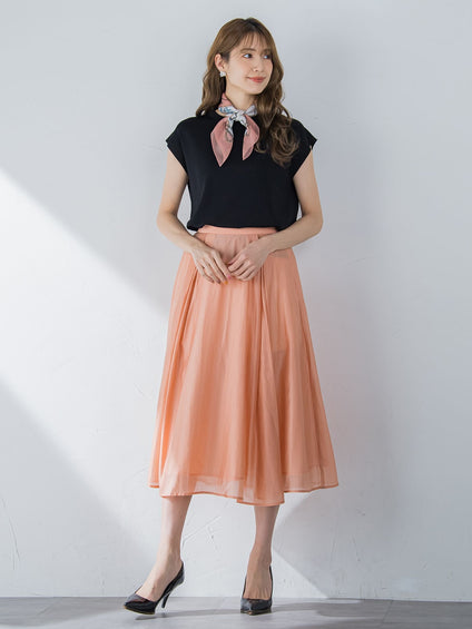 【通常サイズ】タックフレア女優スカート ≪洗濯機で洗える≫