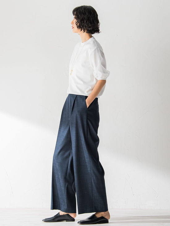 【おとなデニム】サスペンダー付きワイドパンツ≪洗える≫