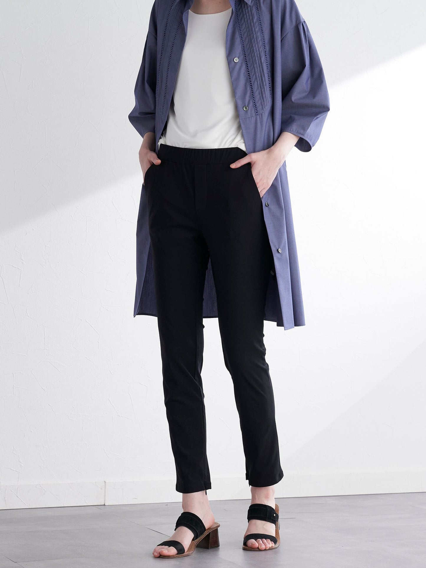 【WEB別注】メリルハイテンションスリットZIPパンツ《洗濯機で洗える》