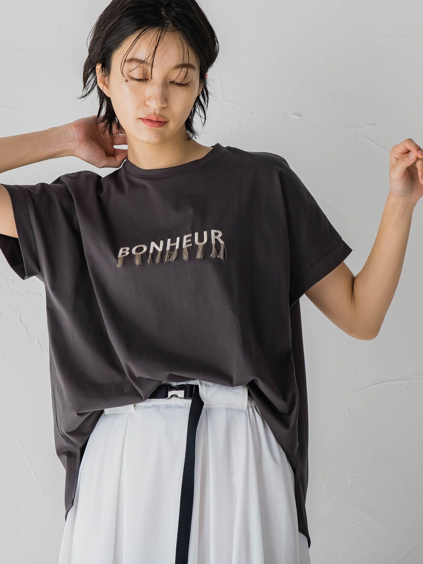 フリンジロゴTシャツ≪洗濯機で洗える≫