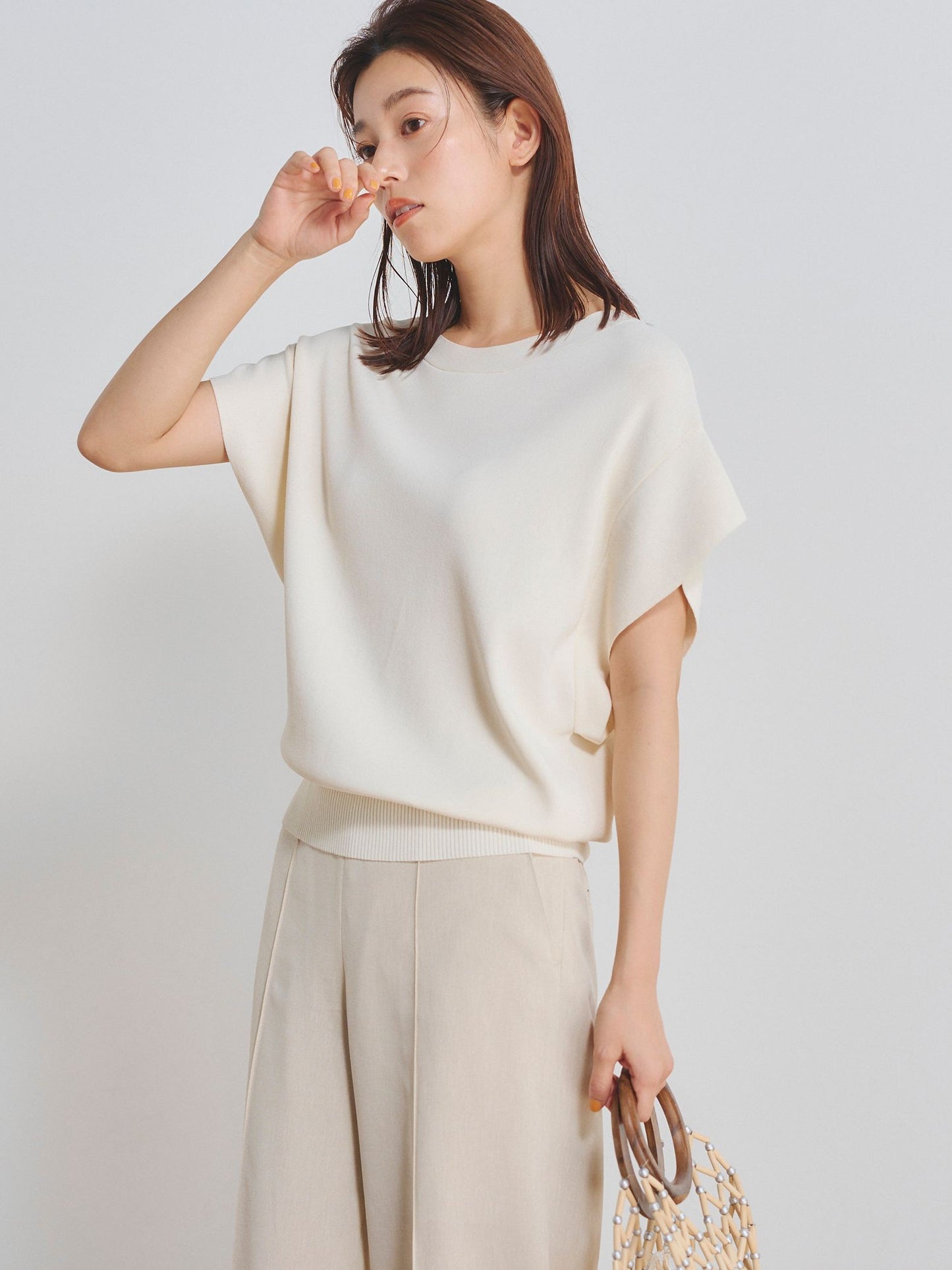 フレンチスリーブTシャツニット≪手洗い可能≫