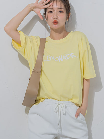 【夏のストリートファッション】レモネードプリントTシャツ《洗濯機で洗える》
