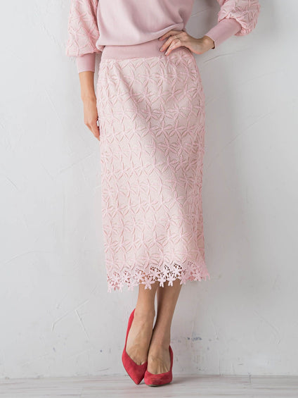 レース刺繍タイトスカート≪セットアップ対応≫