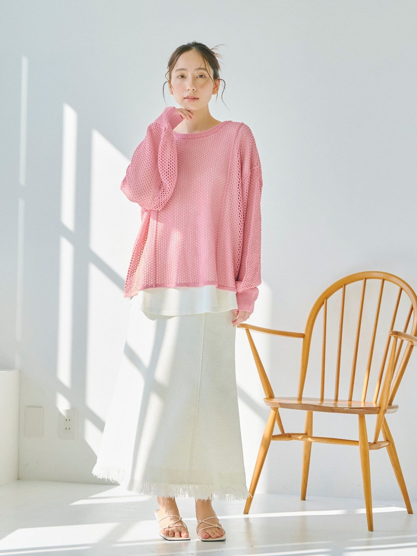 メッシュレイヤードニット《手洗い可能》