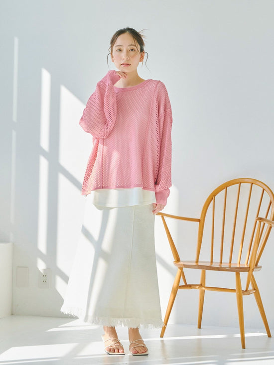 メッシュレイヤードニット《手洗い可能》