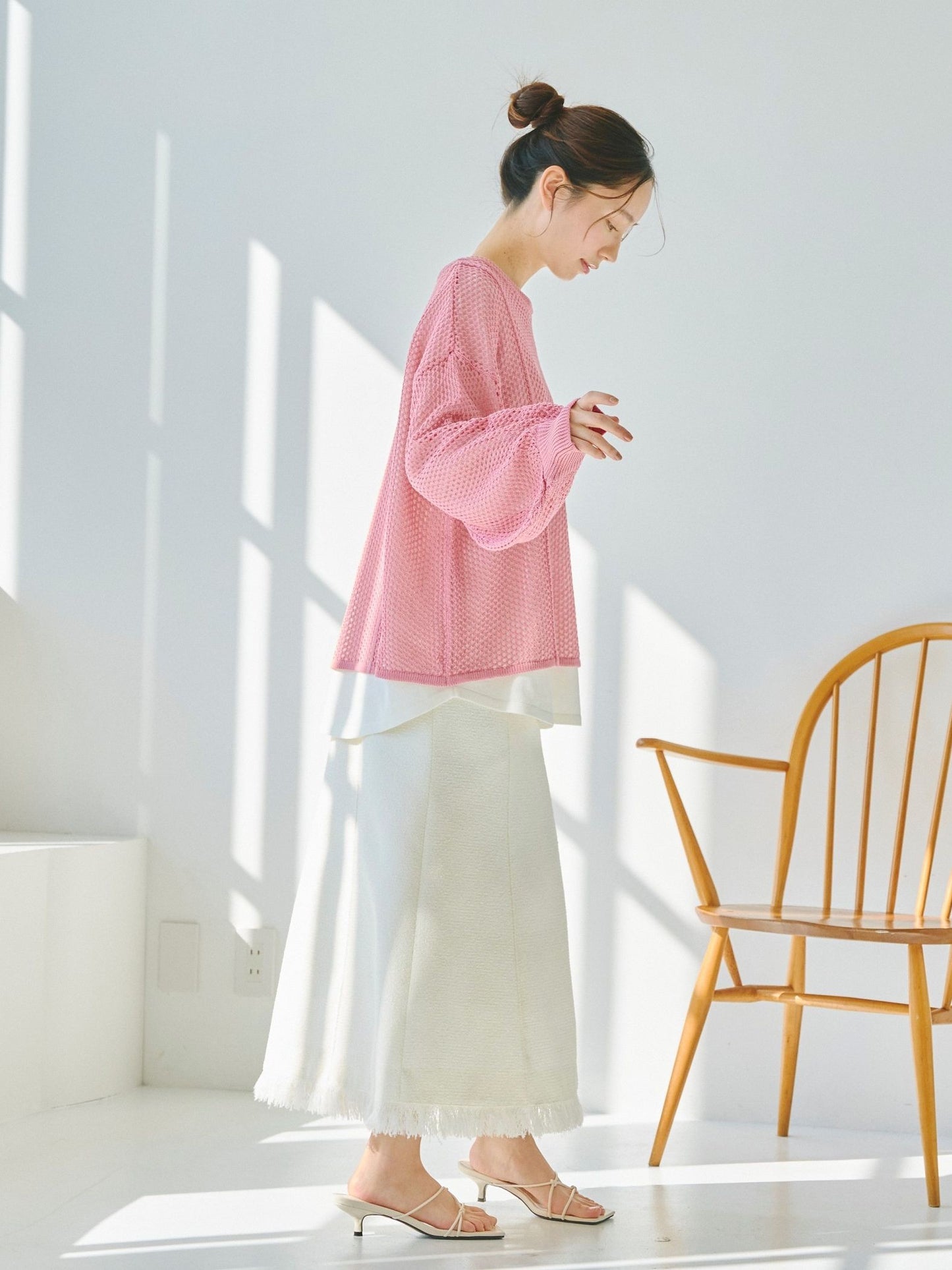 メッシュレイヤードニット《手洗い可能》