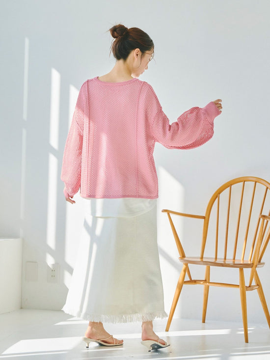 メッシュレイヤードニット《手洗い可能》