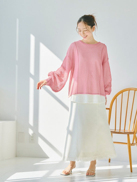 メッシュレイヤードニット《手洗い可能》
