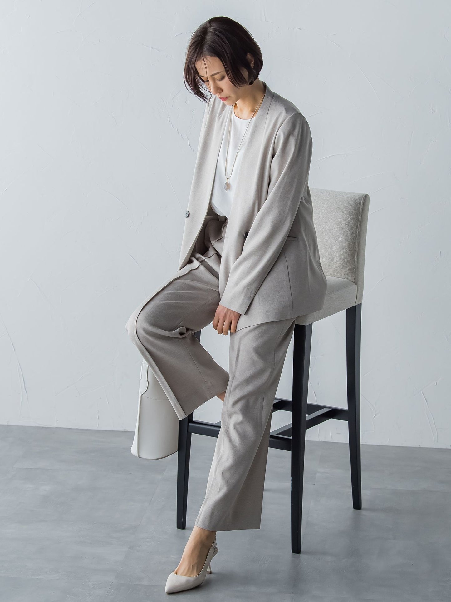 アリシアリノスタイルアップワイドパンツ≪洗濯機で洗える/シワになりにくい/ストレッチ/セットアップ≫