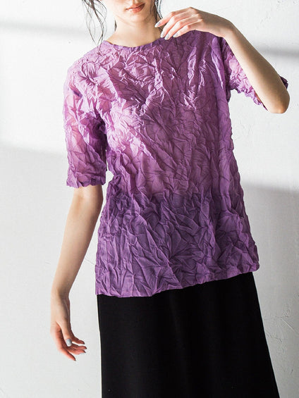 ナチュラルな洗いざらし感　プリーツシアーＴシャツ