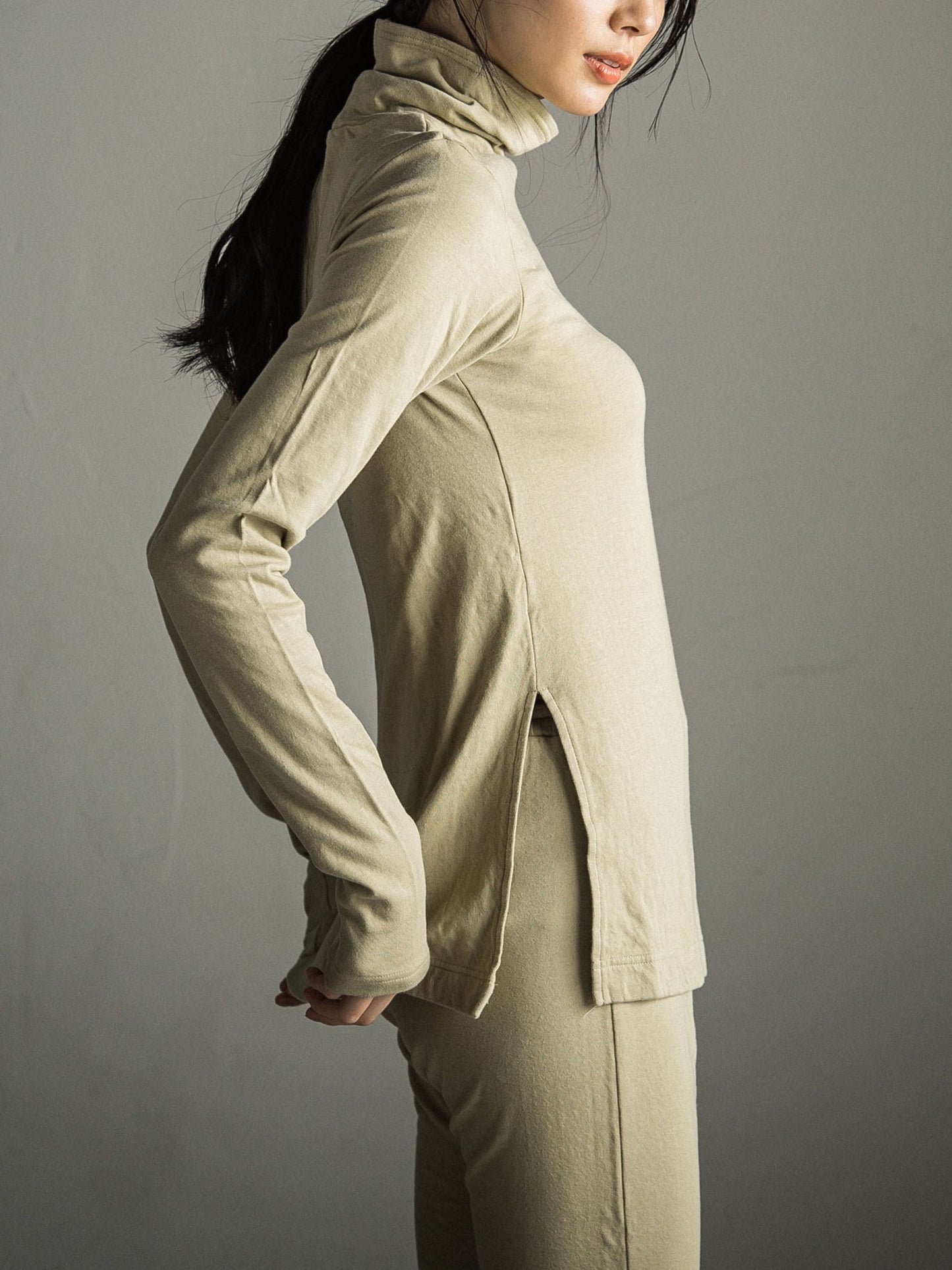 とろけるような至福の肌心地 HEAVENLY COTTON ハイネックカットソー ≪手洗い可能≫
