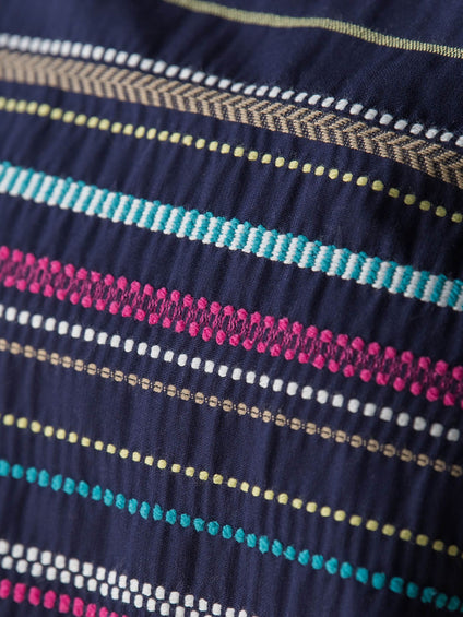 マルチボーダー刺繍袖テープ使いプルオーバー