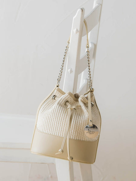 ≪BEVINI≫Straw Leather Combi bucket