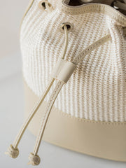 ≪BEVINI≫Straw Leather Combi bucket