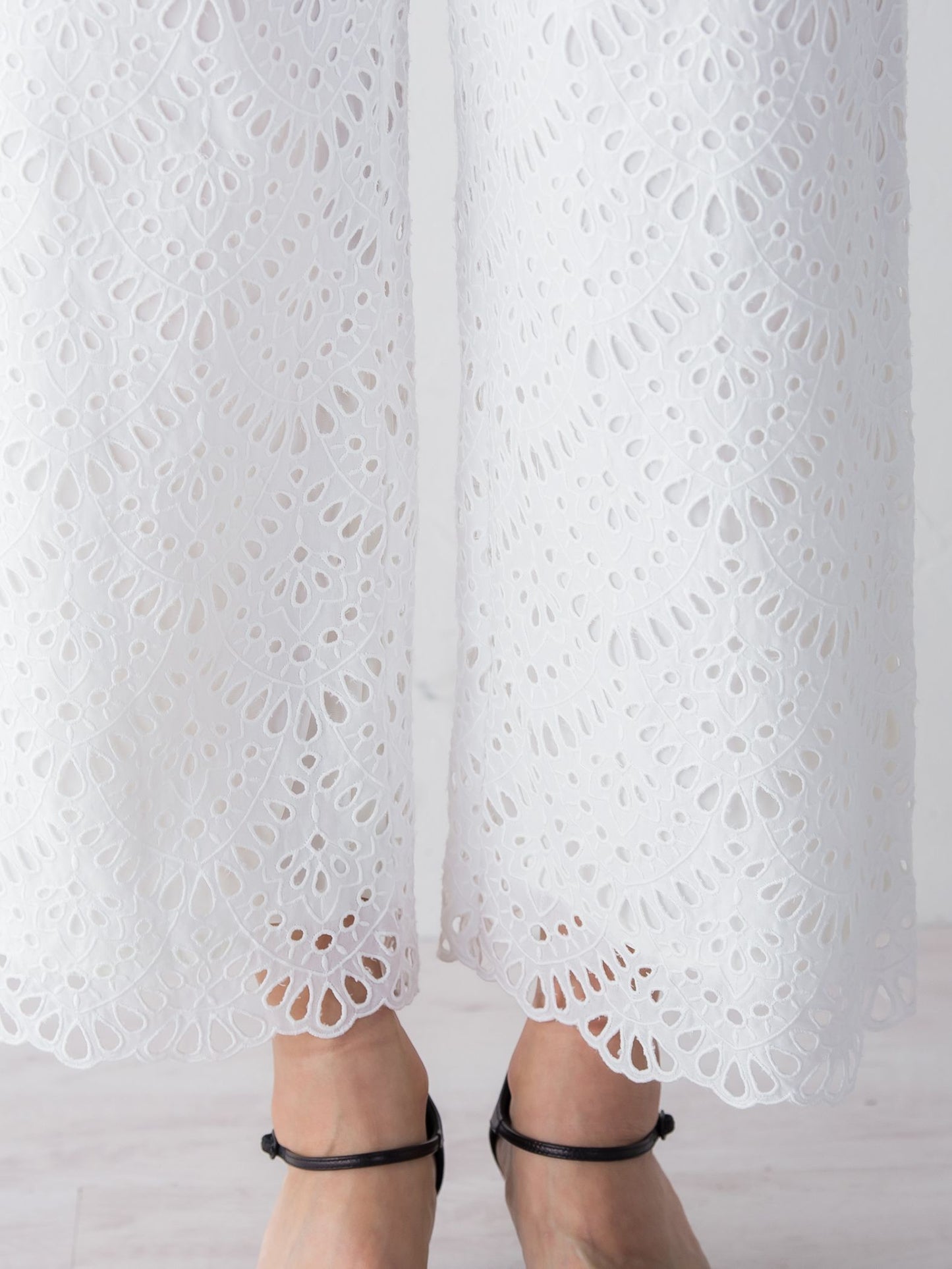 コットンレース刺繍ウエストゴムパンツ≪SET UP対応≫