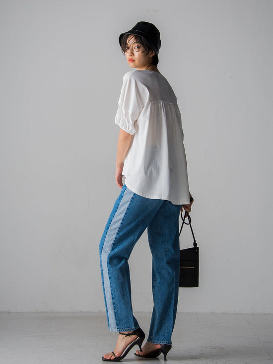 WATER LESS DENIMサイドラインパンツ≪洗濯機で洗える≫