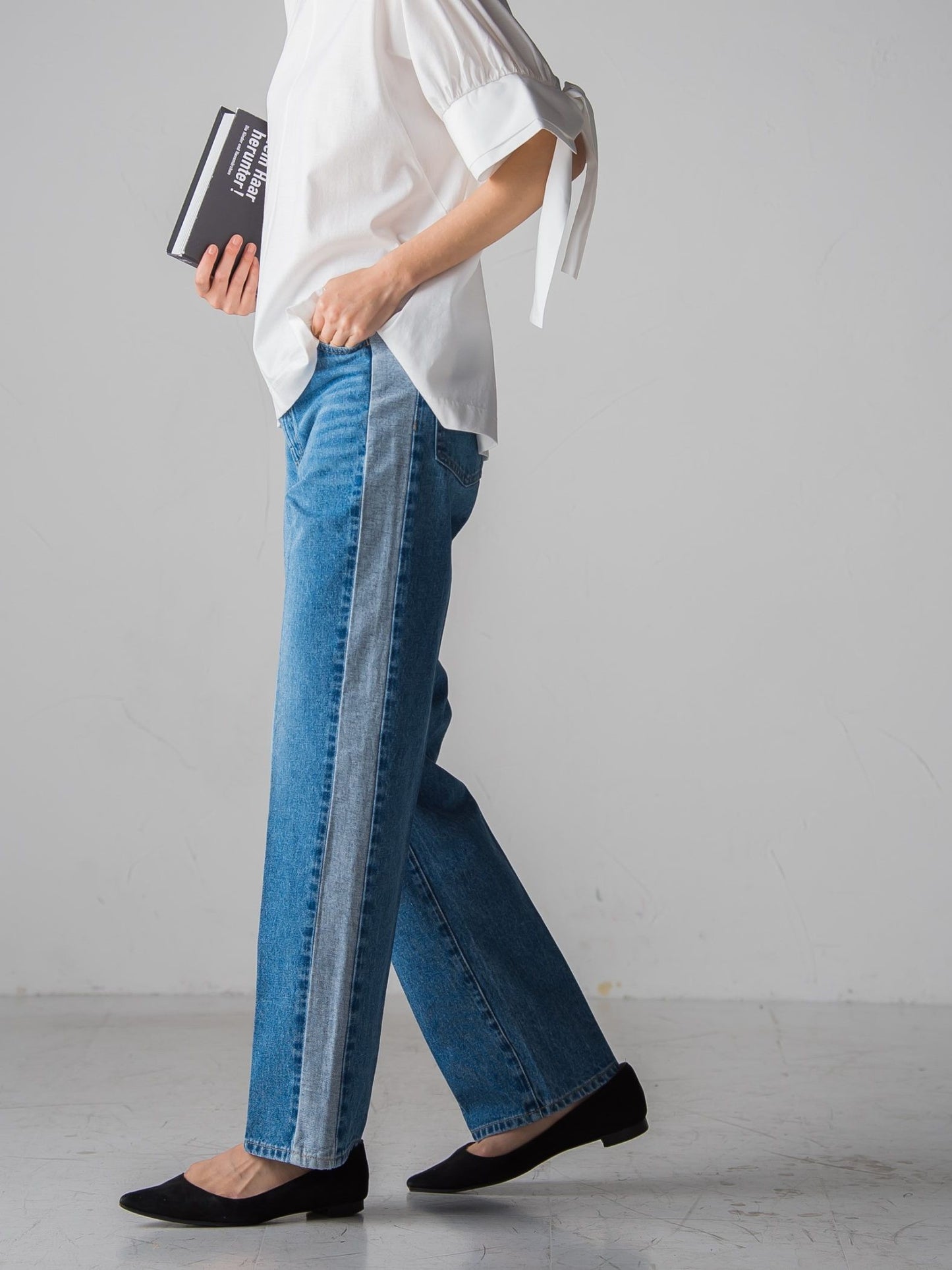 WATER LESS DENIMサイドラインパンツ≪洗濯機で洗える≫