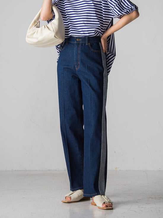 WATER LESS DENIMサイドラインパンツ≪洗濯機で洗える≫