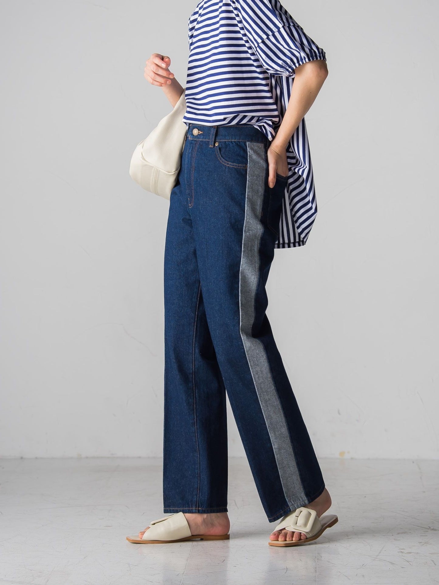 WATER LESS DENIMサイドラインパンツ≪洗濯機で洗える≫