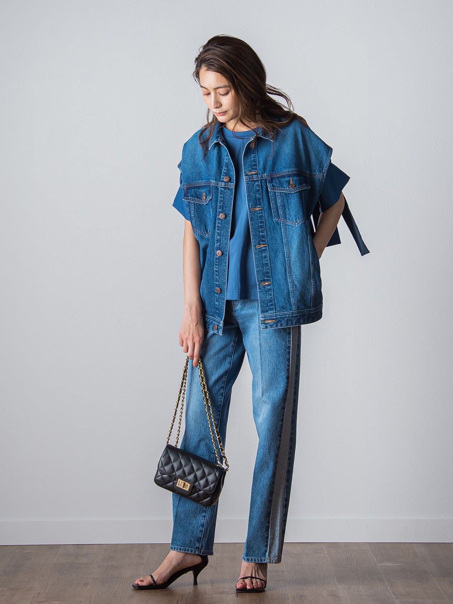 WATER LESS DENIMサイドラインパンツ≪洗濯機で洗える≫