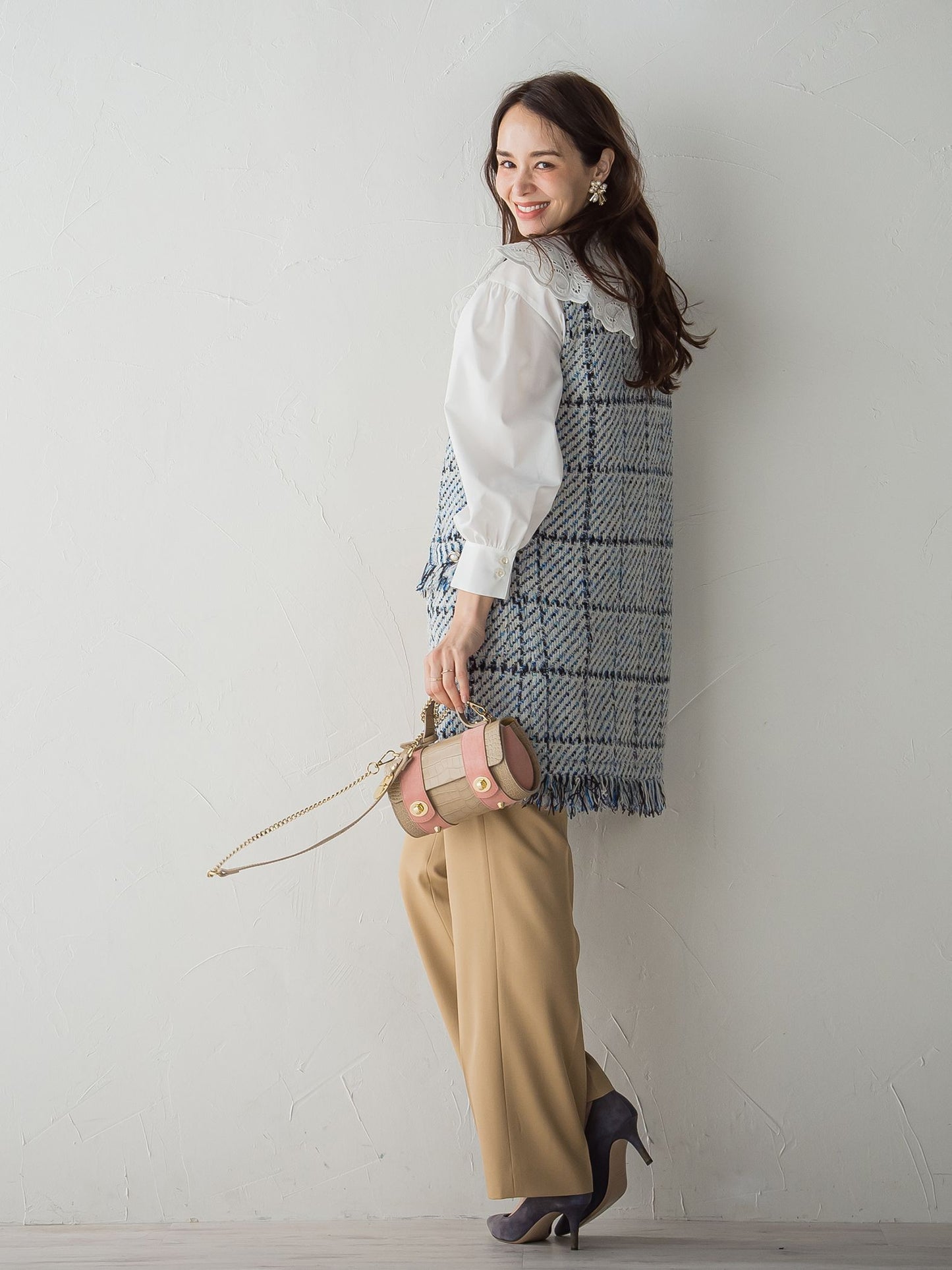 【2WAY】ビック刺繍カラーブラウス≪手洗い可能≫