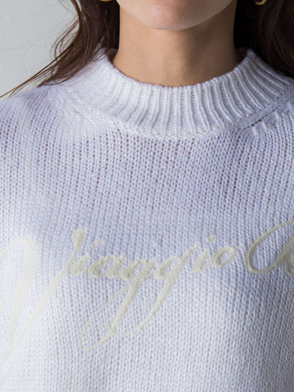 ロゴ刺繍ハイネックニットプルオーバー≪手洗い可能≫