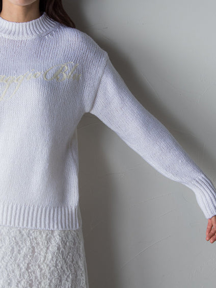 ロゴ刺繍ハイネックニットプルオーバー≪手洗い可能≫