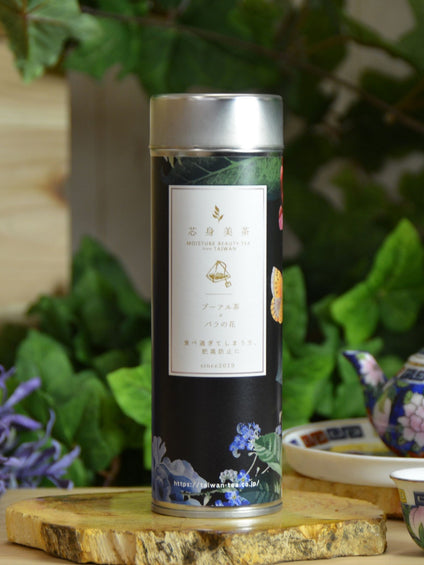 芯身美茶-缶(10パック)-食べ過ぎ防止TEA-【プーアル茶×バラの花】　kan-010