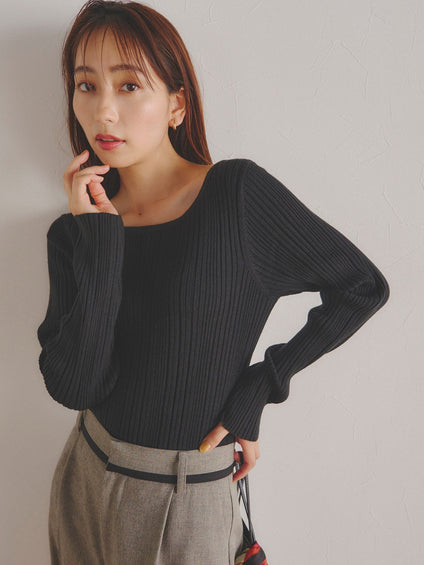 ソリストヒートバックボタンリブニット≪手洗い可能/吸湿発熱≫