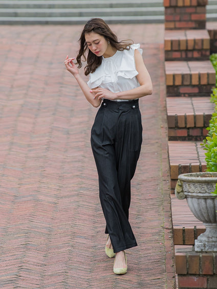 裾フレアストレッチデニムパンツ≪洗濯機で洗える≫