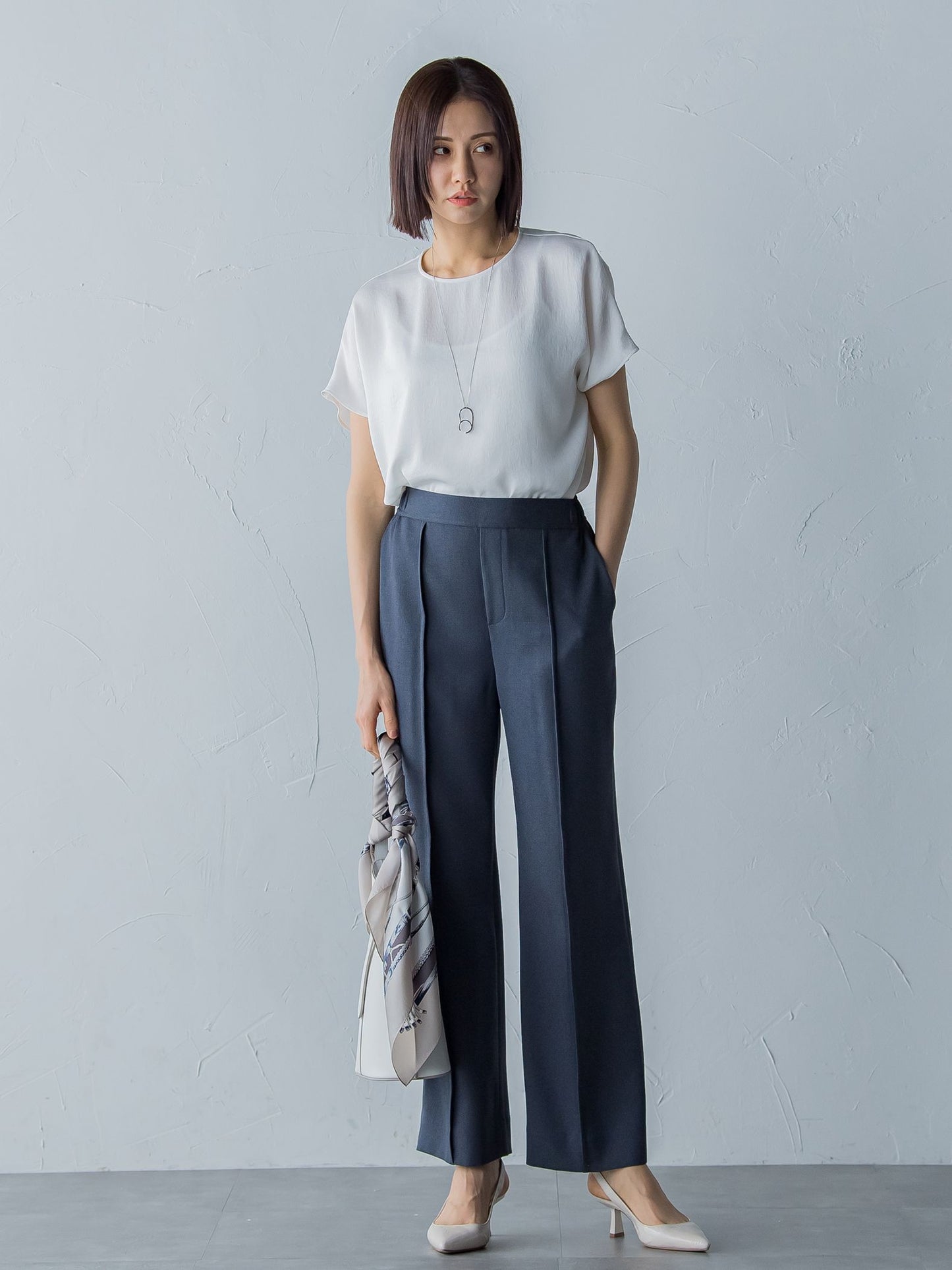 アリシアリノスタイルアップワイドパンツ≪洗濯機で洗える/シワになりにくい/ストレッチ/セットアップ≫