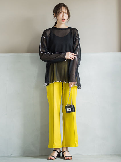 【コーディネートにこなれ感をプラス】ストライプシアーTシャツ《手洗い可能》
