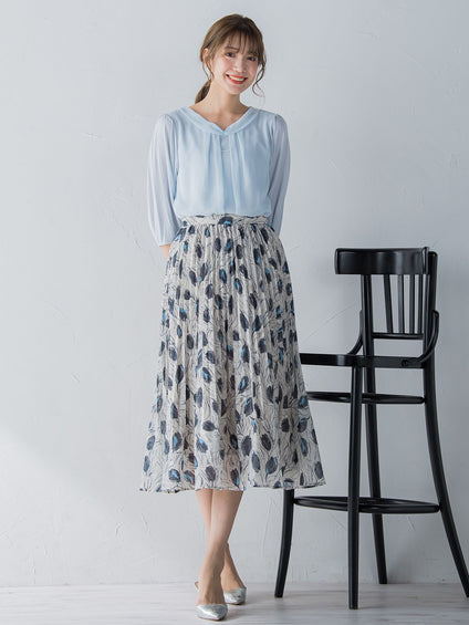 パール2WAY袖シフォンカットソー ≪洗濯機で洗える≫