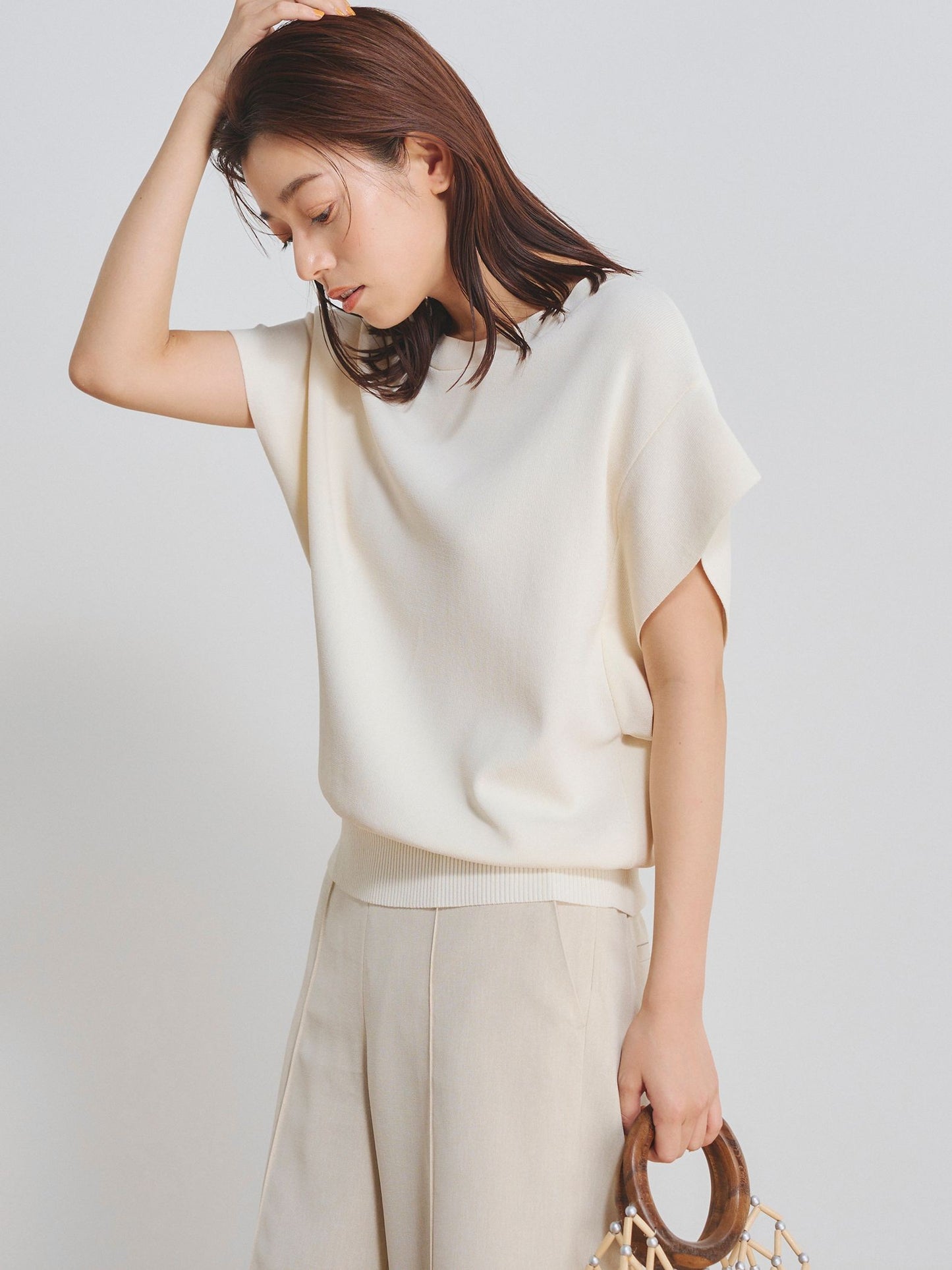 フレンチスリーブTシャツニット≪手洗い可能≫