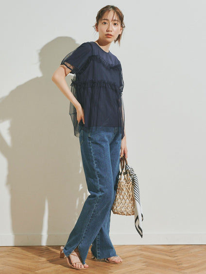 チュールビスチェ付きTシャツ