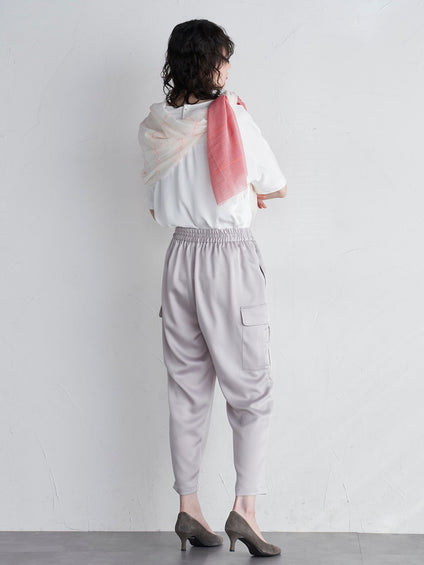 ストレッチサテンカーゴパンツ≪洗濯機で洗える≫