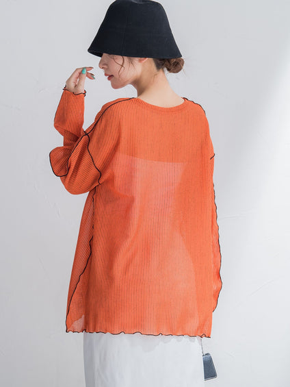 【コーディネートにこなれ感をプラス】ストライプシアーTシャツ《手洗い可能》