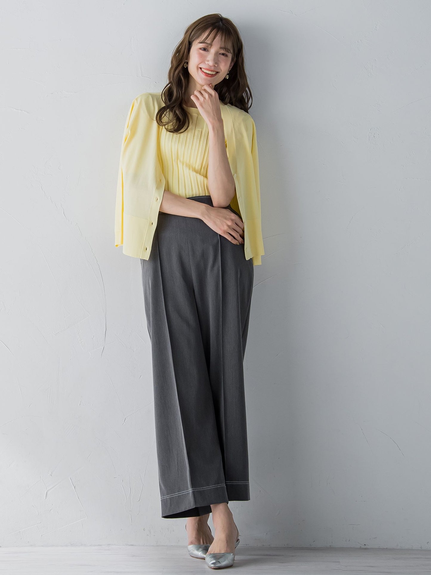 配色ステッチダンガリーストレートパンツ ≪洗濯機で洗える≫