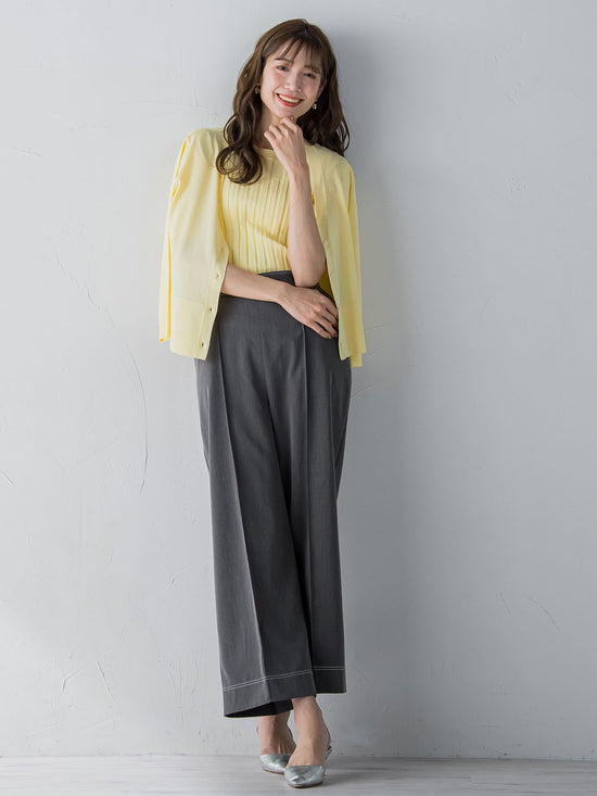 配色ステッチダンガリーストレートパンツ ≪洗濯機で洗える≫