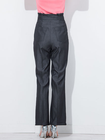 裾フレアストレッチデニムパンツ≪洗濯機で洗える≫