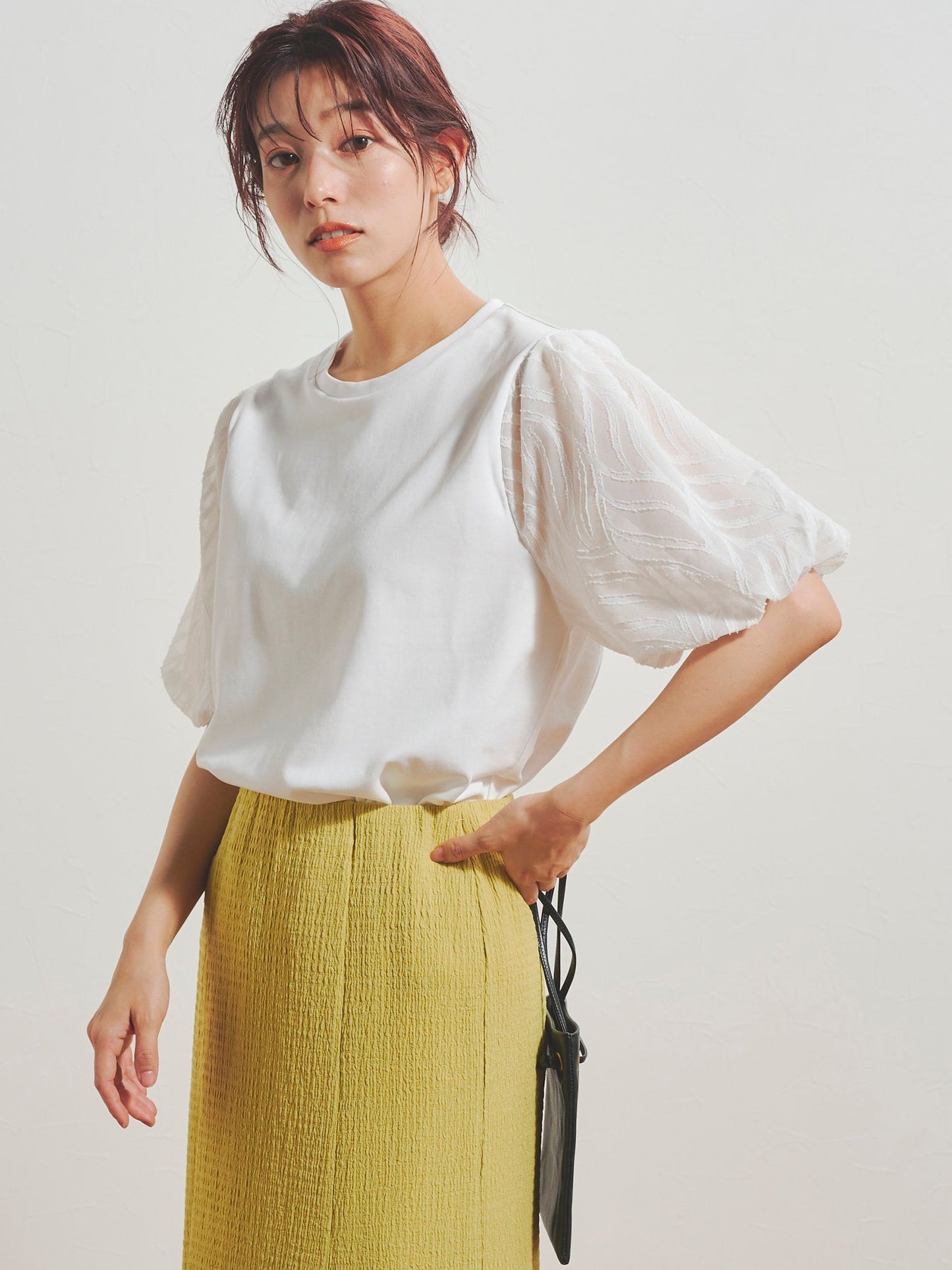 ジャガードバルーン半袖Tシャツ≪手洗い可能≫