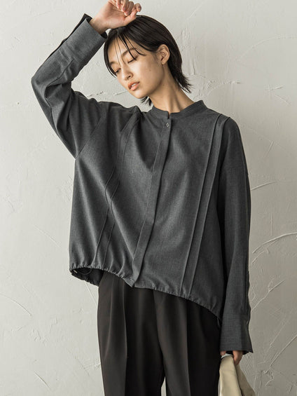 裾ドロストクロップドシャツ≪洗濯機で洗える≫