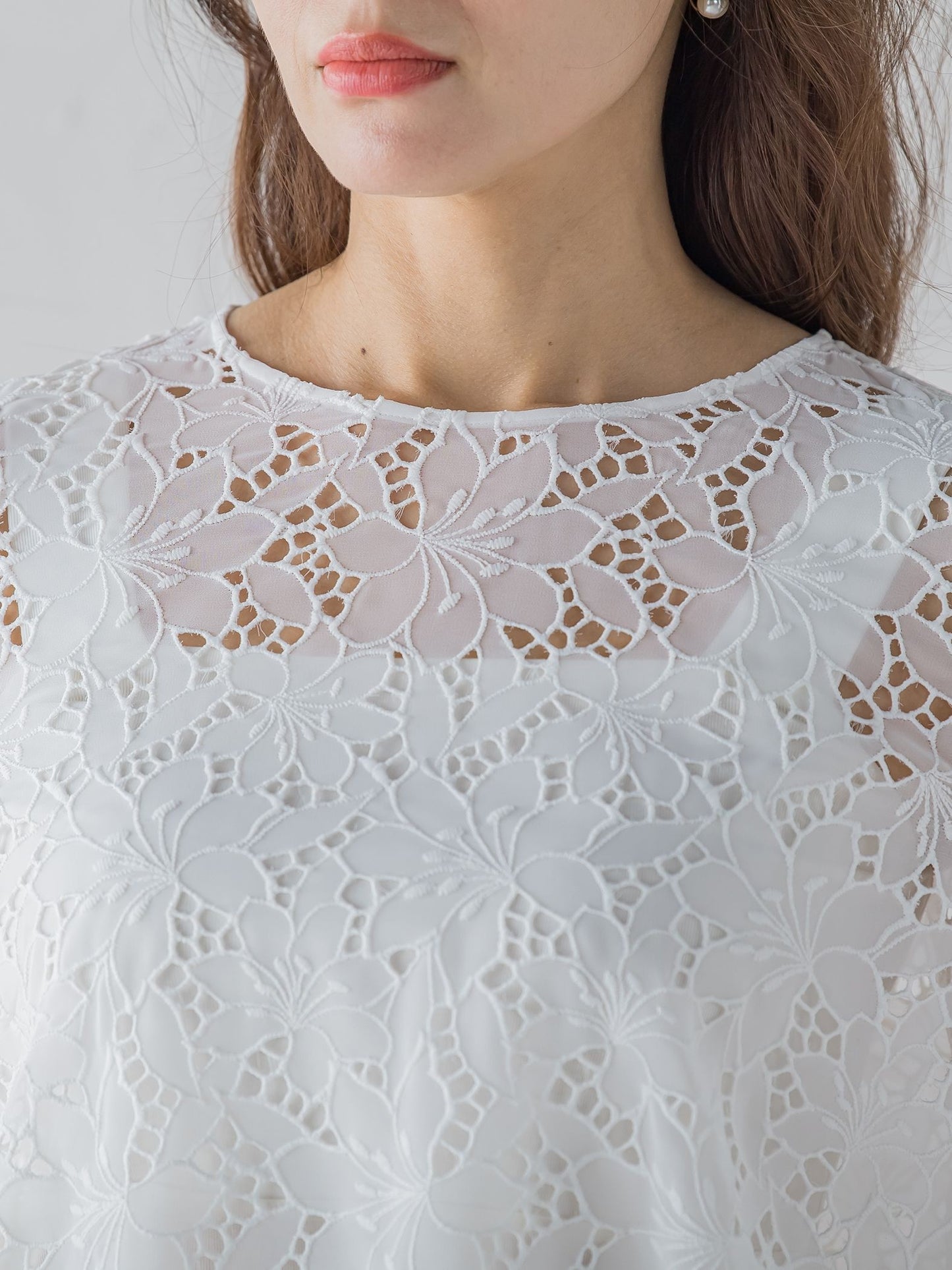 【WEB別注】シアー刺繍レースブラウス≪洗濯機で洗える≫