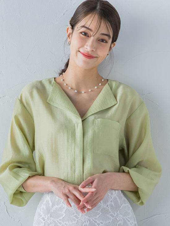 淡水パール付きロングネックレス
