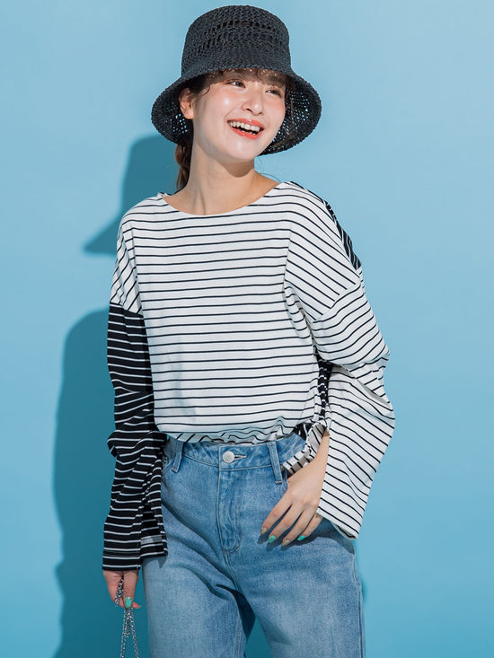 【切り返しのボーダーで遊び心をプラス】ボーダーTシャツ《手洗い可能》