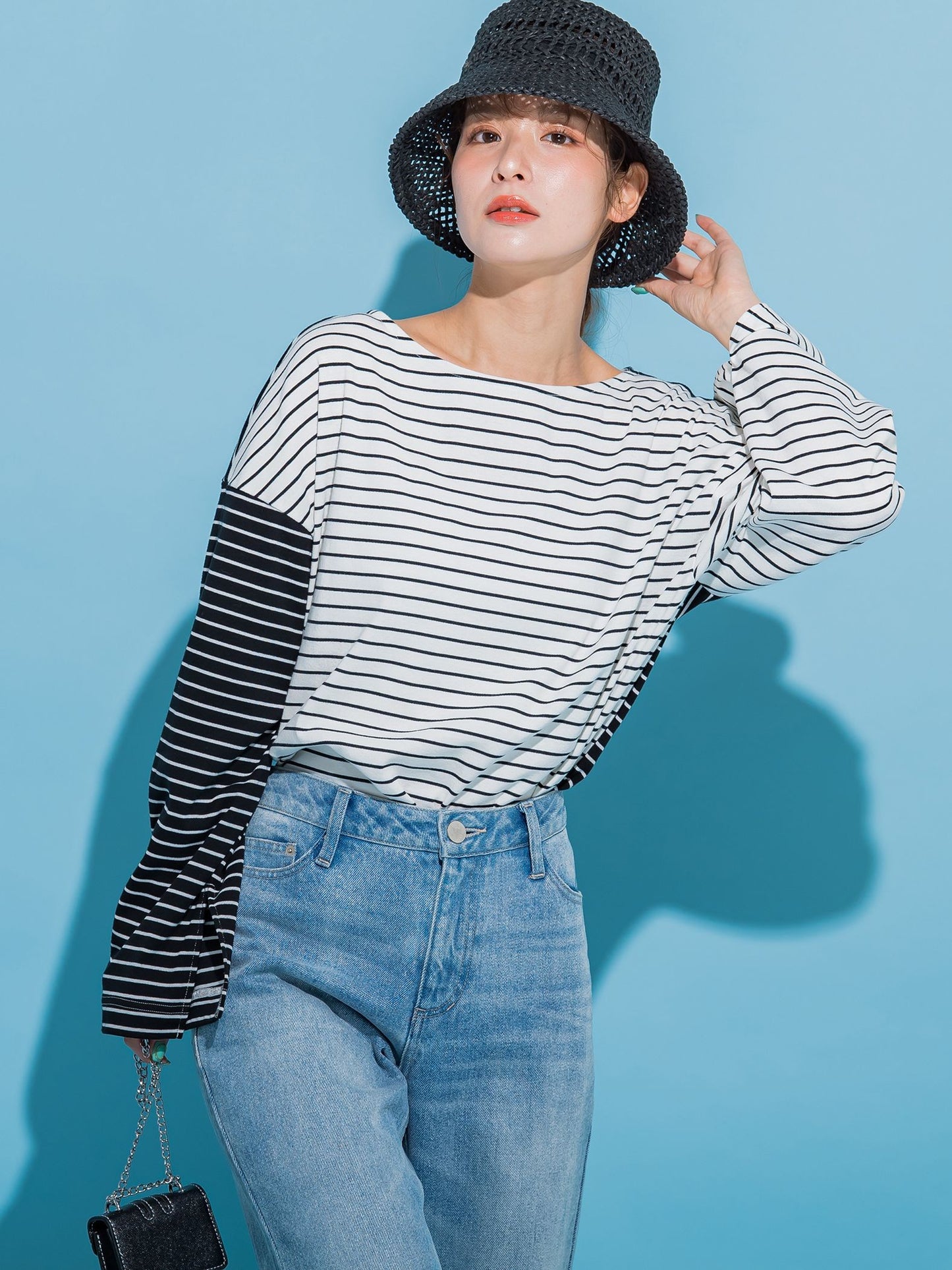 【切り返しのボーダーで遊び心をプラス】ボーダーTシャツ《手洗い可能》