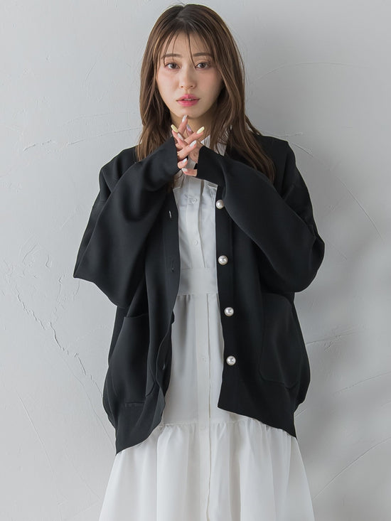 【WEB別注】パールボタンVカーデ≪手洗い可能≫