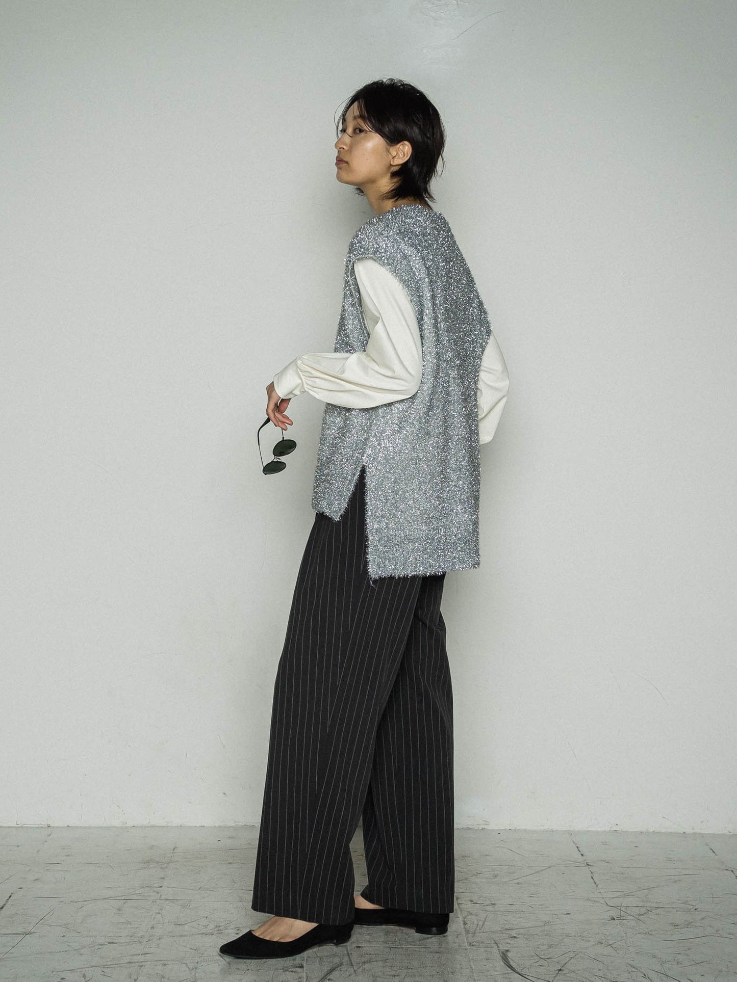 ストライプハンサムウエストワイドパンツ≪WEBサイズ展開/手洗い可能≫