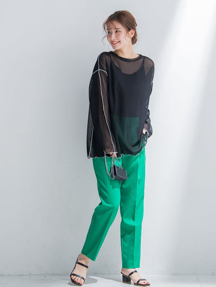 【コーディネートにこなれ感をプラス】ストライプシアーTシャツ《手洗い可能》