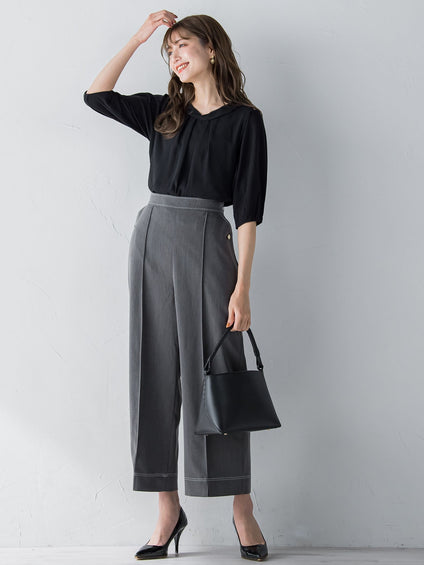 パール2WAY袖シフォンカットソー ≪洗濯機で洗える≫